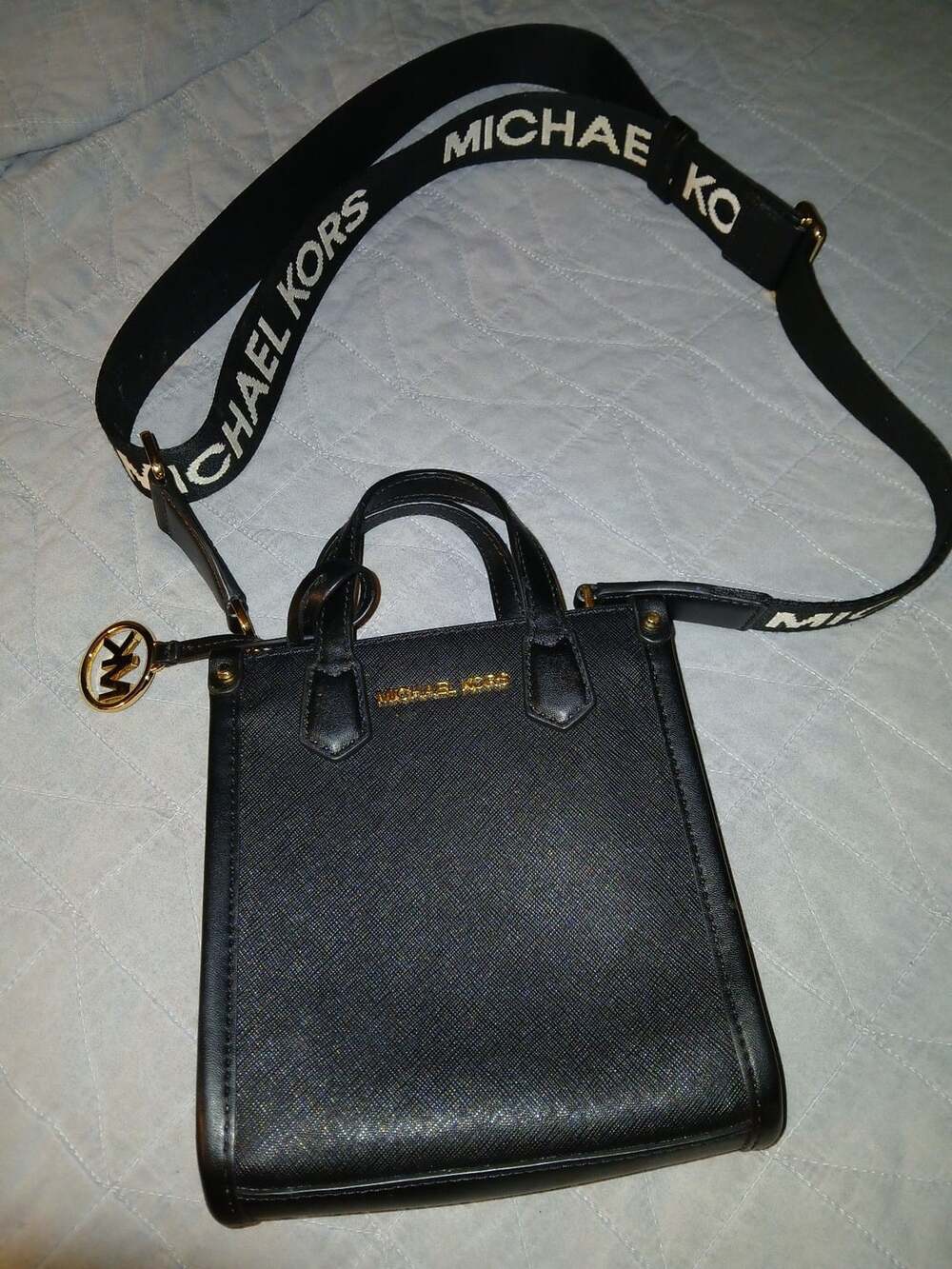 Michael Kors Black Saffiano Leather Mini Tote Crossbody Bag